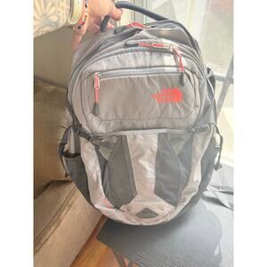 The North Face Backpack Gray Red Borealis FlexVent Laptop Hiking School Bag READ